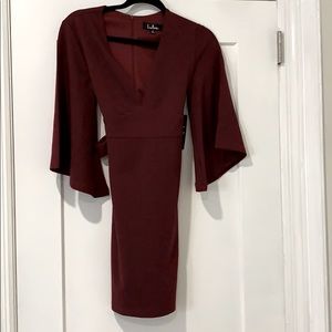 Lulus Glimpse of Glamour red bell sleeve dress